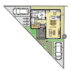 16.9畳の広々LDKは対面キッチンで家族との会話も楽しめます。独立した洗面脱衣室で朝の混雑や来客時も安心。駐車2台可能で、機能性と心地よさを両立した住まいです。 