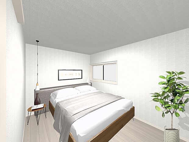 【内観イメージ図（寝室）】建物価格4330万円、建物面積97.84m2 / 建物価格は本プランでの参考価格となります。
※内観図に表示のある家具調度品植栽はイメージです。