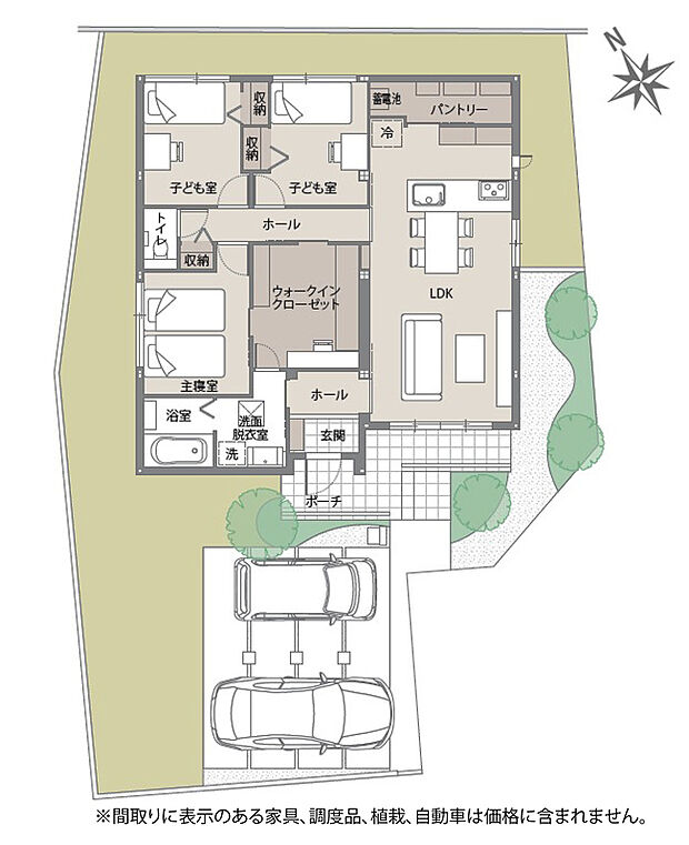 【3LDK】※間取りに表示のある家具、調度品、植栽、自動車等は価格に含まれません。