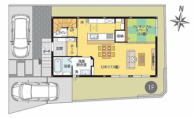 【5LDK】広々とした17.9畳のLDKに加え、フレキシブルスペースなど開放感あふれる住まい♪
家族でくつろいだり休日の時間を楽しめそうですね！
