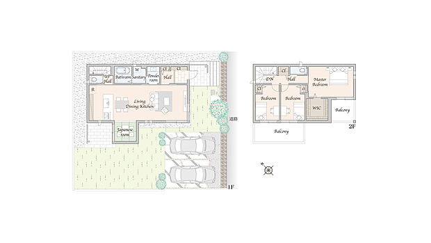 【4LDK+ウォークインクローゼット】※外構・植栽は実際と異なる場合があります。自動車、自転車は販売価格に含まれません。間取りに記載された家具類は一部を除き販売価格に含まれません。