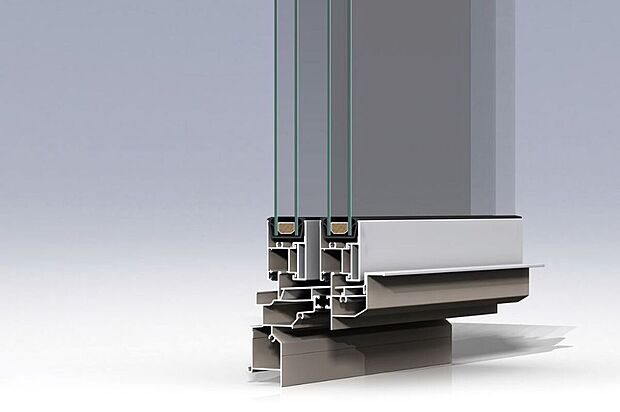 【アルミ樹脂複合サッシ】暖房の熱を逃がしにくい断熱性の高い窓。
※開口の種類により一部複層ガラスアルミサッシの仕様となる場合もあります。