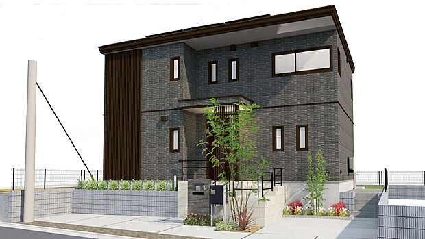 【No.2】No.2/外観パース
鉄骨系ユニット工法2階建
設備:太陽光発電10.36kW、蓄電池12.0kWh
※完成予想図