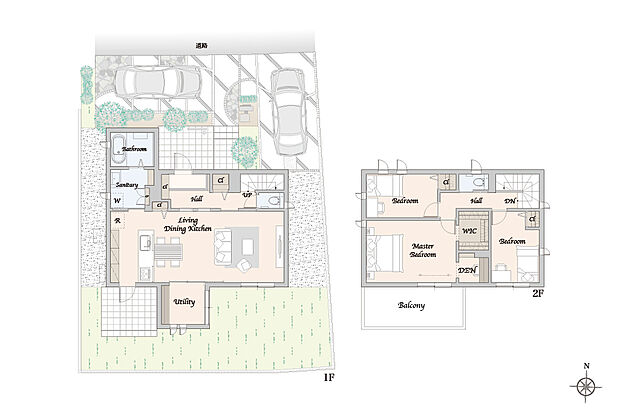【3LDK+WIC】主な設備：太陽光発電システム 4.77kW、蓄電池 12.0kWh
※掲載の間取り・外構・植栽等は図面を基に書き起こしたもので、実際と異なる場合があります。※間取りに記載された家具類、自動車等は、一部を除き販売価格には含まれません。