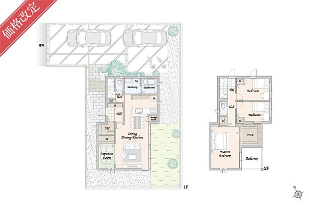 【4LDK+WIC】太陽光発電システム 6.36kW、蓄電池 12.0kWh
※外構・植栽は実際と異なる場合があります。自動車、自転車は販売価格に含まれません。間取りに記載された家具類は一部を除き販売価格に含まれません。