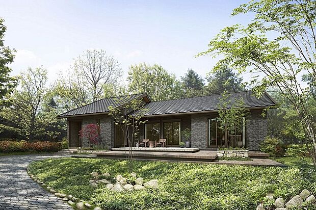 【【商品ラインナップ：木質系】2×6のおしゃれな平屋】～GTU-ジャパニーズスタイル～
存在感がありながらも自己主張しずぎない、上品で飽きのこない佇まい
※セキスイハイムの代表外観です。お客様のご希望に合わせて商品タイプをお選びいただけます