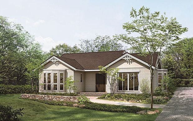 【【商品ラインナップ:木質系】2×6のおしゃれな平屋】ホワイト基調に明るいトーンでまとめたカントリーな雰囲気の住まい
※セキスイハイムの代表外観です。お客様のご希望に合わせて商品タイプをお選びいただけます