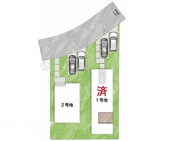 【全体区画図】【区画図】道路：北向き・幅員5.4m土地面積：200.02平米～210.61平米