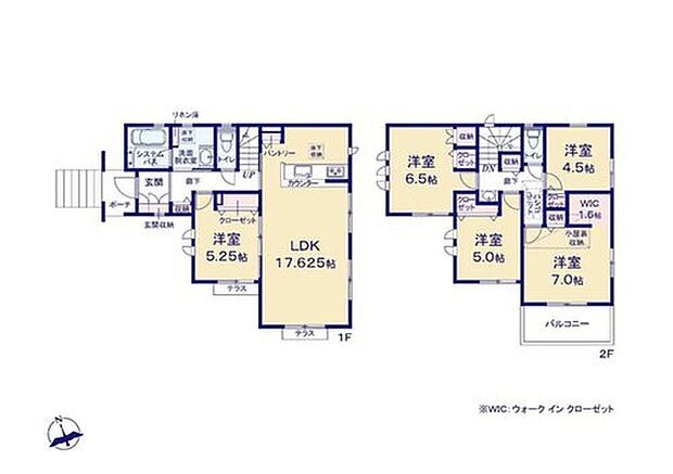 【5LDK】こちらの間取り図で、お部屋の配置や動線をイメージしていただけます。お部屋ごとの広さやレイアウトを参考に、生活のシーンを思い描いてみてください。
