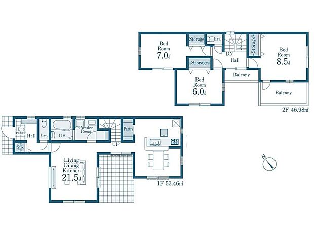 【3LDK】こちらの間取り図で、お部屋の配置や動線をイメージしていただけます。お部屋ごとの広さやレイアウトを参考に、生活のシーンを思い描いてみてください。