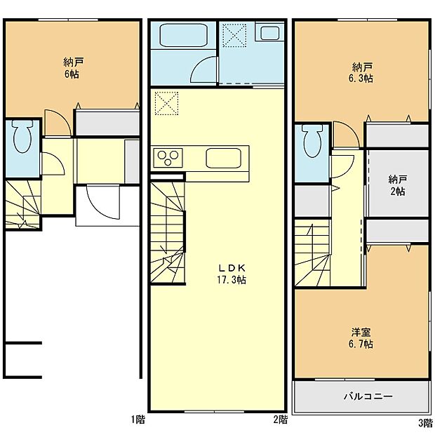 【1LDK+2S】A号棟間取図
