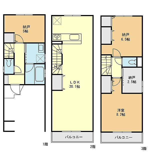 【1LDK+2S】B号棟間取図