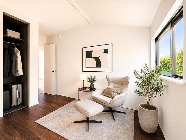 【リビング以外の居室】日差しを長時間受ける事が出来る暖かいお部屋です。(本画像はCGで作成しており、実際に現地に家具はおかれておりません。また価格に家具は含まれておりません。)