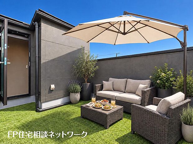 (本画像はCGで作成しており、実際に現地に人工芝はおかれておりません。また価格に人工芝は含まれておりません。)