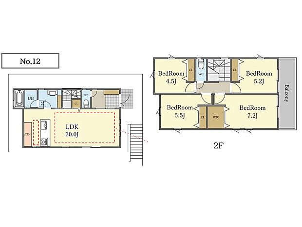 【4LDK】12号棟間取図