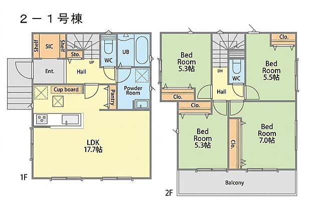 【4LDK】2-1号棟間取図