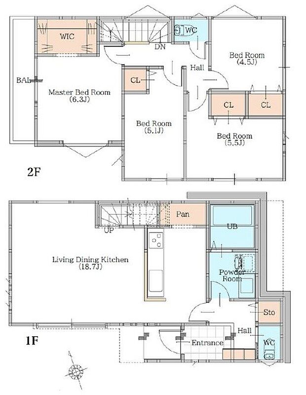 【4LDK】2号棟間取り（地下車庫面積27.74m2含む）