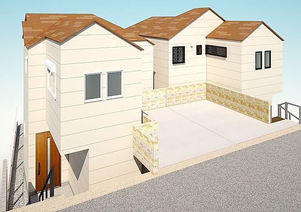 【完成予想図(外観)】外観イメージパース(※車はイメージです。価格には含まれません。)