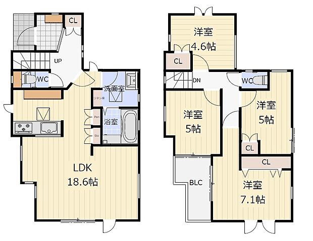 【4LDK】B号棟間取り