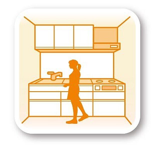 【システムキッチン】料理の幅を拡げてくれる三口コンロ。ワイドなカウンターで、将来お子様と一緒にお料理をするときも重宝します♪