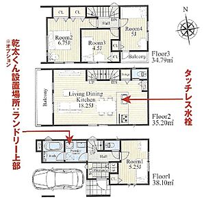 3号棟間取り（車庫面積11.17m2含む） 