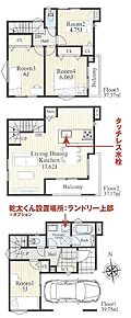 14号棟間取り（車庫面積12.42m2含む） 