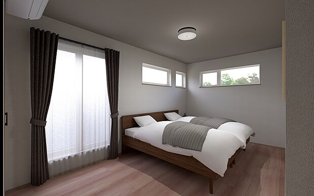 【主寝室│No.12 Image】一日の終わりを過ごす主寝室。ベッドサイドに照明を置き、読書を楽しむなど、静かな自分時間を。