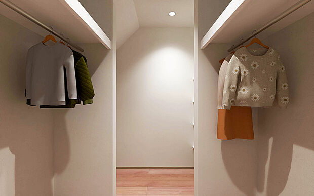 【No.4│1Fファミリークローク】帰宅後すぐに上着や鞄をしまえる、便利な1階収納。リビングに物が散らからず、急な来客でも慌てない。いつでもモデルルームのような美しいLDKをキープできます。