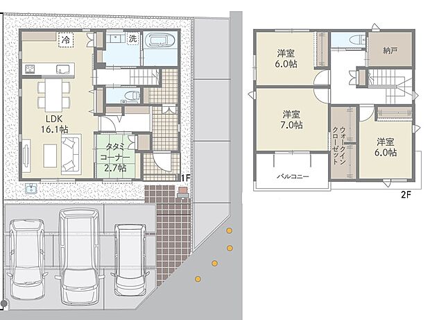 ・4LDK
・並列3台駐車可能
・角地
・納戸、シューズクローク（土間収納）、ウォークインクローゼット完備。収納上手なおうち。