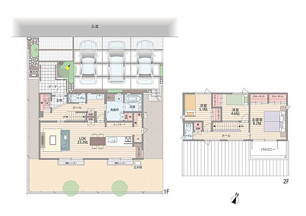 【K1-2】「ご友人を招待したくなる大空間LDKの家」23.2帖の広々LDKかつ、開放感のあるキッチンでホームパーティーにも最適です。