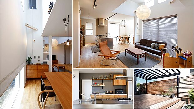 [建築実例]
間取り・3LDK＋天空間+W.I.C
延床面積・139.00m2（42.04坪）
本物の木の質感にこだわった1邸。経年によって味わいが益す無垢材フローリングの家。