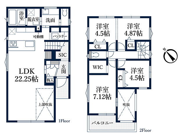 【３LDK】４LDKに変更可。WIC＋SIC＋パントリー