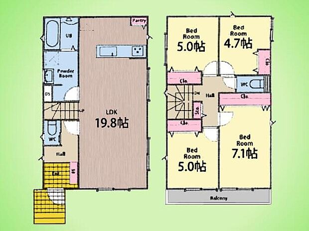 (1号棟)、価格3890万円、4LDK、土地面積98.63m2、建物面積99.36m2