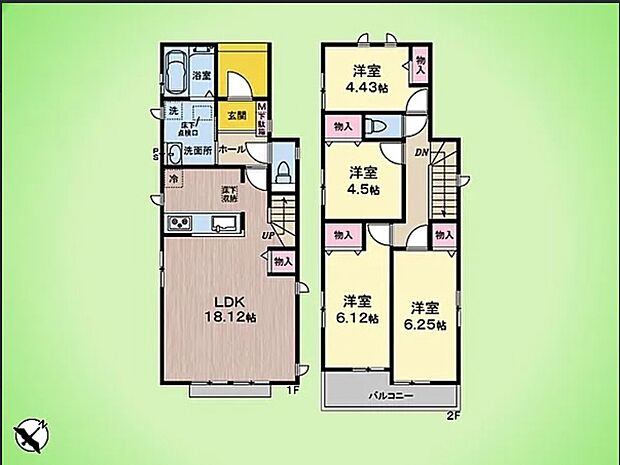 4LDK、建物面積93.36m2、土地面積129.42m2