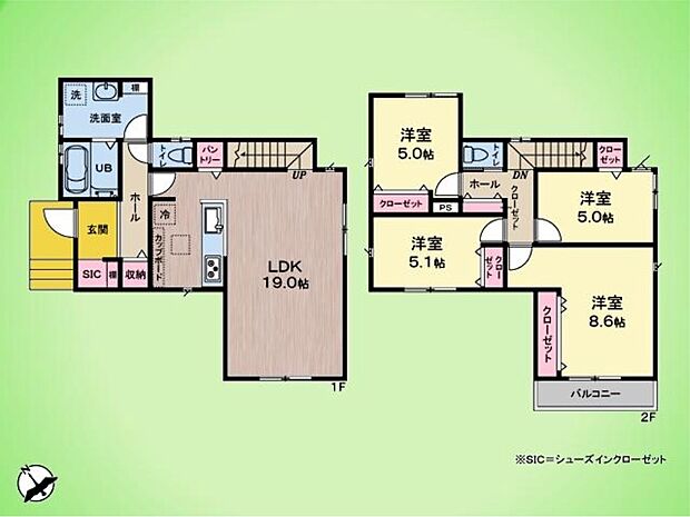 【4LDK】■パントリー
■シューズインクローゼット
■広々洗面ルーム