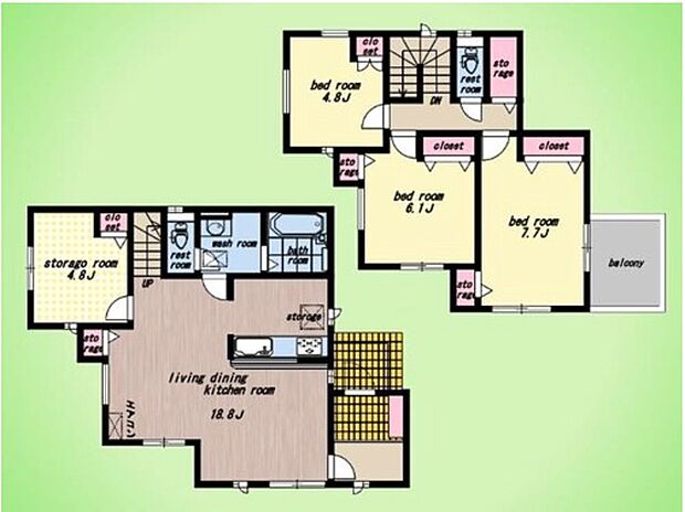 【4LDK】■ウォークインクローゼット
■車2台
■リビングエアコン付き