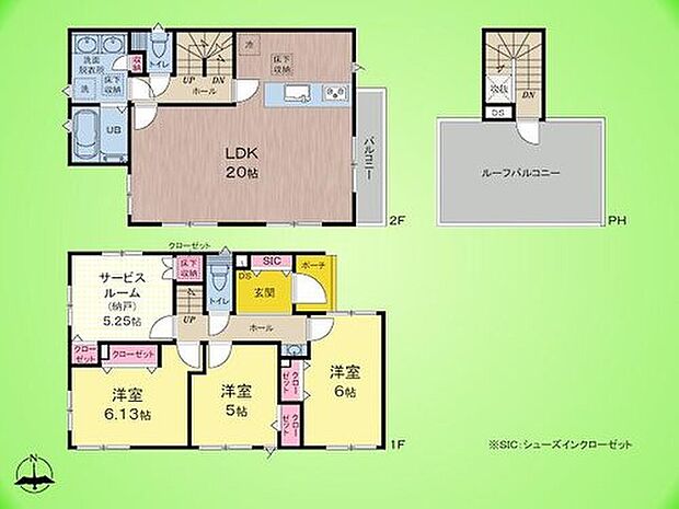 【3LDK+S（納戸）】■スカイバルコニー
■車２台