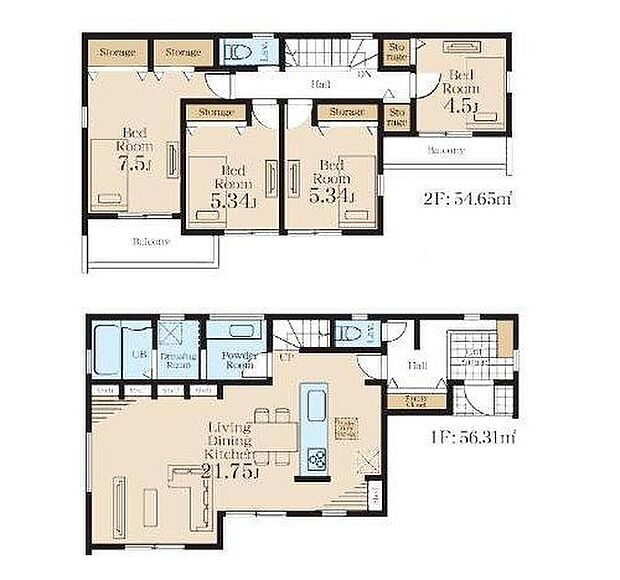 8980万円、4LDK、土地面積128.44m2、建物面積110.96m2