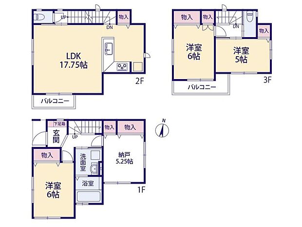 【間取-3号棟-】L字のキッチンカウンターはお料理がしやすい特別な空間です。
