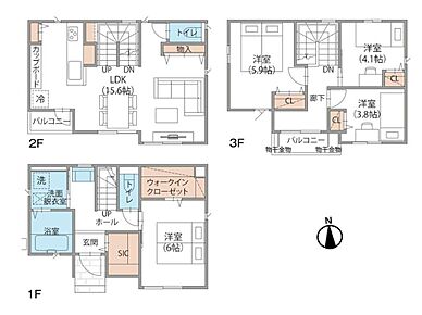【間取り】4LDK　広々リビングに充実した住空間 