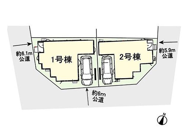 前面道路約6mの公道×角地で日当たり良好!駐車は1台可能です。