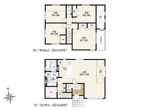 (1号棟)、価格3298万円、4LDK、土地面積122.76m2、建物面積102.05m2 