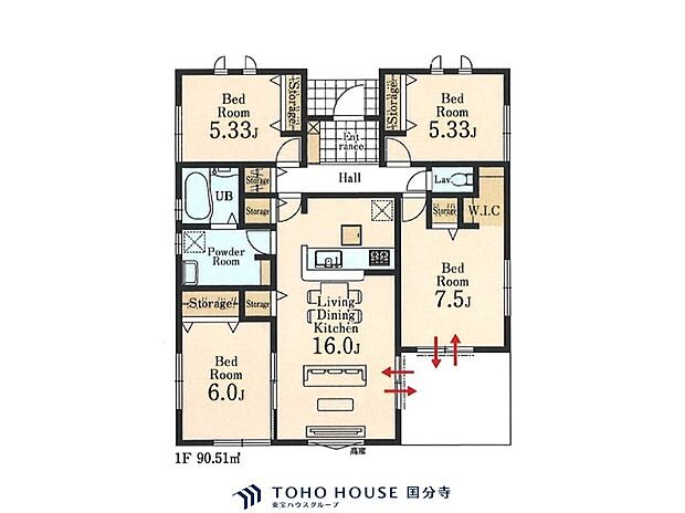 4LDKの広々とした間取り
