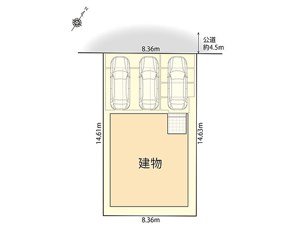 ■並列駐車3台可能
■前面道路幅員約4.5m