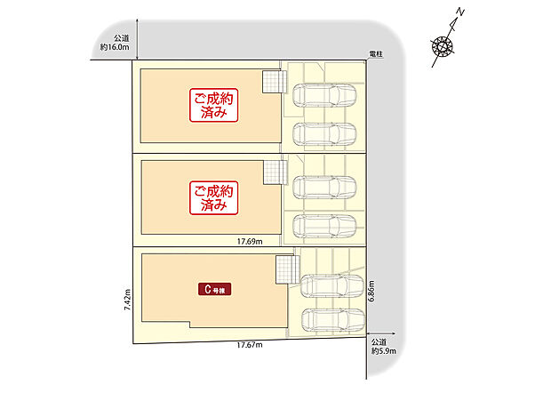 ◆前面道路幅員約5.9ｍ
◆並列駐車2台可能