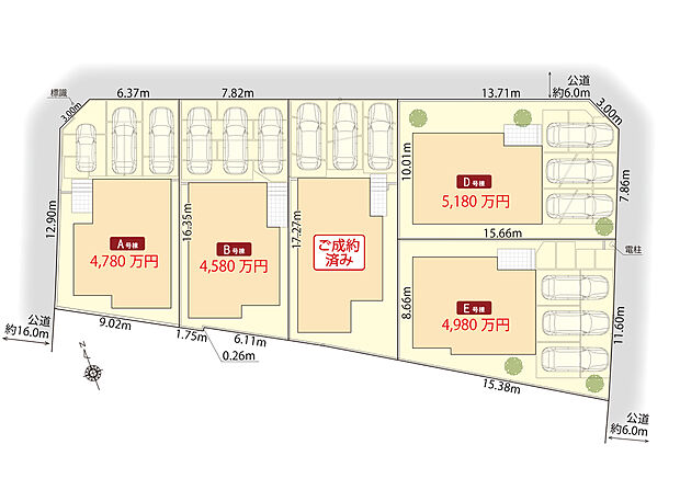 区画図　
並列駐車3台可能！(車種・号棟による)