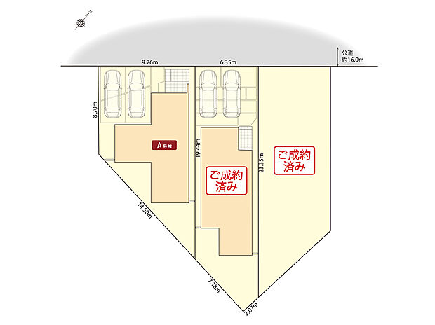 区画図
■並列駐車2台可能
■前面道路幅員16.0m