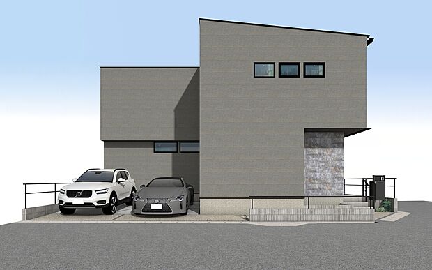 尾張旭市北原山町の家2期　外観パース　

未完成物件のため、モデルハウスへのご案内も致します！
お気軽に「0120-776-133」へご連絡下さい。