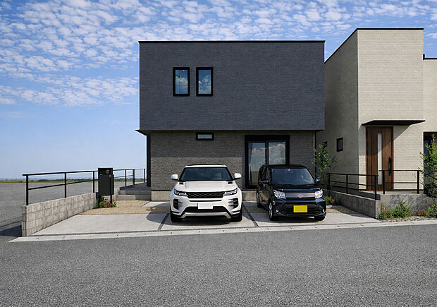 外観パース(A号棟)
並列3台駐車可能！(車種による)