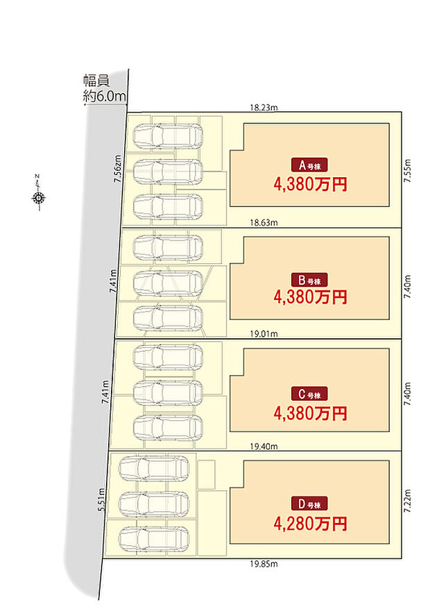 区画配置図　並列駐車3台可